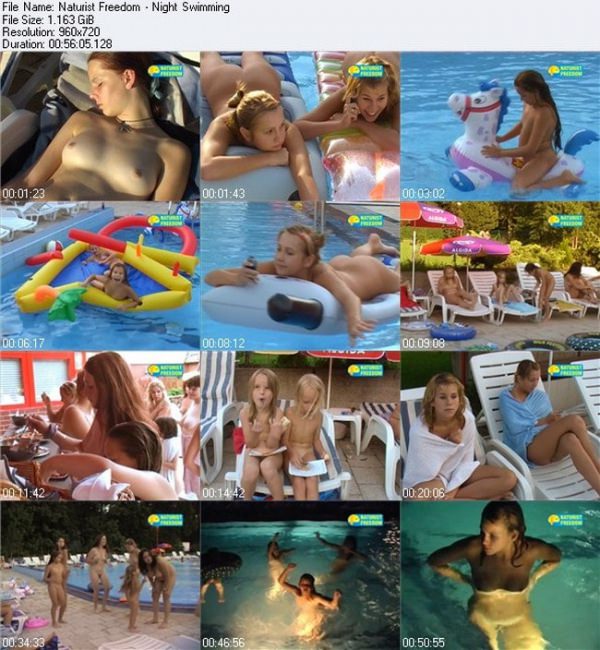Adult and young nudists video - Night swimming